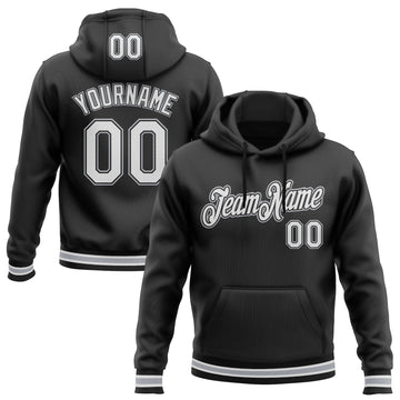 Uksn Individuelles Bestickt Schwarz Weiß-Grau Sport Pullover Sweatshirt Hoodie