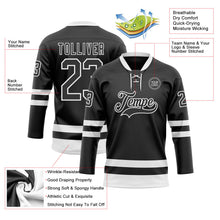 Laden Sie das Bild in den Galerie-Viewer, Uksn Individuelles Schwarz Weiß Eishockey-Trikot mit Schnürkragen
