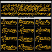Laden Sie das Bild in den Galerie-Viewer, Uksn Individuelles Schwarz Gold Eishockey-Trikot mit Schnürkragen
