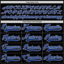 Laden Sie das Bild in den Galerie-Viewer, Uksn Individuelles Schwarz Royalblau-Grau Eishockey-Trikot mit Schnürkragen
