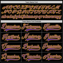 Laden Sie das Bild in den Galerie-Viewer, Uksn Individuelles Schwarz Violett-Gold Eishockey-Trikot mit Schnürkragen
