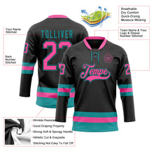 Laden Sie das Bild in den Galerie-Viewer, Uksn Individuelles Schwarz Pink-Petrol Eishockey-Trikot mit Schnürkragen
