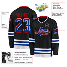 Laden Sie das Bild in den Galerie-Viewer, Uksn Individuelles Schwarz Royalblau-Rot Eishockey-Trikot
