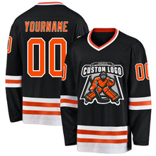 Laden Sie das Bild in den Galerie-Viewer, Uksn Individuelles Schwarz Orange-Weiß Eishockey-Trikot
