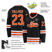 Laden Sie das Bild in den Galerie-Viewer, Uksn Individuelles Schwarz Orange-Weiß Eishockey-Trikot
