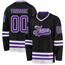 Laden Sie das Bild in den Galerie-Viewer, Uksn Individuelles Schwarz Violett-Weiß Eishockey-Trikot
