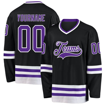 Uksn Individuelles Schwarz Violett-Weiß Eishockey-Trikot