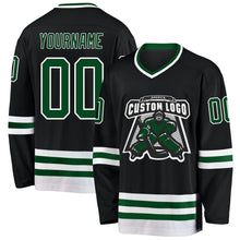 Laden Sie das Bild in den Galerie-Viewer, Uksn Individuelles Schwarz Grün-Weiß Eishockey-Trikot
