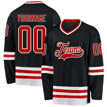 Laden Sie das Bild in den Galerie-Viewer, Uksn Individuelles Schwarz Rot-Weiß Eishockey-Trikot
