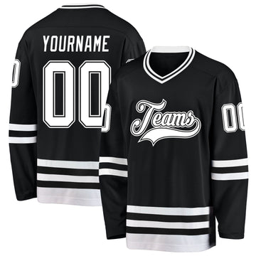 Uksn Individuelles Schwarz Weiß Eishockey-Trikot