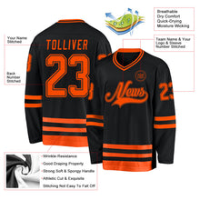 Laden Sie das Bild in den Galerie-Viewer, Uksn Individuelles Schwarz Orange Eishockey-Trikot
