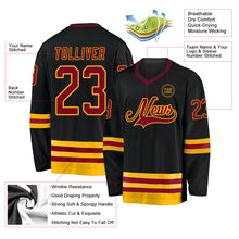 Laden Sie das Bild in den Galerie-Viewer, Uksn Individuelles Schwarz Kastanienbraun-Gold Eishockey-Trikot
