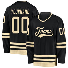 Laden Sie das Bild in den Galerie-Viewer, Uksn Individuelles Schwarz Creme Eishockey-Trikot
