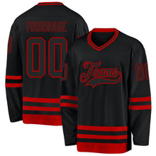 Laden Sie das Bild in den Galerie-Viewer, Uksn Individuelles Schwarz Rot Eishockey-Trikot
