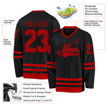 Laden Sie das Bild in den Galerie-Viewer, Uksn Individuelles Schwarz Rot Eishockey-Trikot
