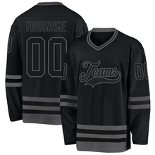 Laden Sie das Bild in den Galerie-Viewer, Uksn Individuelles Schwarz Stahlgrau Eishockey-Trikot
