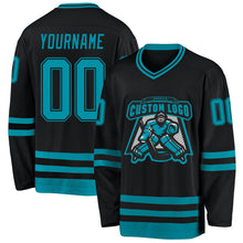 Laden Sie das Bild in den Galerie-Viewer, Uksn Individuelles Schwarz Petrol Eishockey-Trikot
