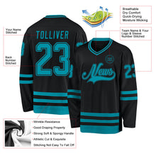 Laden Sie das Bild in den Galerie-Viewer, Uksn Individuelles Schwarz Petrol Eishockey-Trikot
