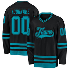 Laden Sie das Bild in den Galerie-Viewer, Uksn Individuelles Schwarz Petrol Eishockey-Trikot
