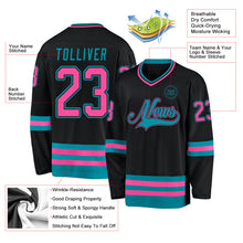 Laden Sie das Bild in den Galerie-Viewer, Uksn Individuelles Schwarz Pink-Petrol Eishockey-Trikot
