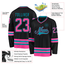 Laden Sie das Bild in den Galerie-Viewer, Uksn Individuelles Schwarz Pink-Petrol Eishockey-Trikot
