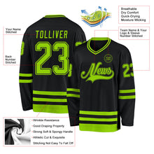 Laden Sie das Bild in den Galerie-Viewer, Uksn Individuelles Schwarz Neongrün Eishockey-Trikot
