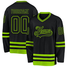 Laden Sie das Bild in den Galerie-Viewer, Uksn Individuelles Schwarz Neongrün Eishockey-Trikot
