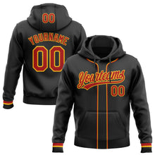 Laden Sie das Bild in den Galerie-Viewer, Uksn Individuelles Bestickt Schwarz Rot-Gold Baseball Pullover Sweatshirt Hoodie
