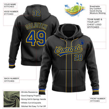 Laden Sie das Bild in den Galerie-Viewer, Uksn Individuelles Bestickt Schwarz Royalblau-Gelb Baseball Pullover Sweatshirt Hoodie
