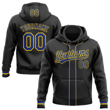 Laden Sie das Bild in den Galerie-Viewer, Uksn Individuelles Bestickt Schwarz Royalblau-Gelb Baseball Pullover Sweatshirt Hoodie
