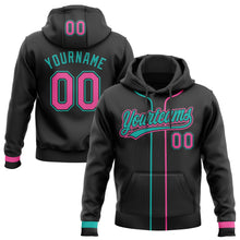 Laden Sie das Bild in den Galerie-Viewer, Uksn Individuelles Bestickt Schwarz Pink-Aqua Baseball Pullover Sweatshirt Hoodie
