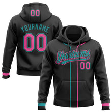Laden Sie das Bild in den Galerie-Viewer, Uksn Individuelles Bestickt Schwarz Pink-Petrol Baseball Pullover Sweatshirt Hoodie
