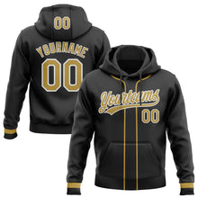 Laden Sie das Bild in den Galerie-Viewer, Uksn Individuelles Bestickt Schwarz Altgold-Weiß Baseball Pullover Sweatshirt Hoodie
