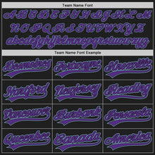 Laden Sie das Bild in den Galerie-Viewer, Uksn Individuelles Bestickt Schwarz Violett-Hellblau Baseball Pullover Sweatshirt Hoodie
