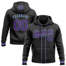 Laden Sie das Bild in den Galerie-Viewer, Uksn Individuelles Bestickt Schwarz Violett-Hellblau Baseball Pullover Sweatshirt Hoodie
