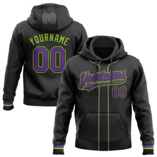 Laden Sie das Bild in den Galerie-Viewer, Uksn Individuelles Bestickt Schwarz Violett-Neongrün Baseball Pullover Sweatshirt Hoodie
