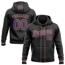 Laden Sie das Bild in den Galerie-Viewer, Uksn Individuelles Bestickt Schwarz Violett-Altgold Baseball Pullover Sweatshirt Hoodie
