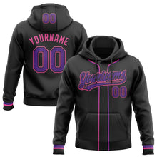 Laden Sie das Bild in den Galerie-Viewer, Uksn Individuelles Bestickt Schwarz Violett-Pink Baseball Pullover Sweatshirt Hoodie
