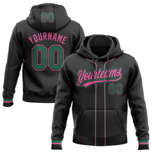 Laden Sie das Bild in den Galerie-Viewer, Uksn Individuelles Bestickt Schwarz Kelly-Grün-Pink Baseball Pullover Sweatshirt Hoodie
