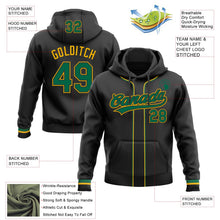 Laden Sie das Bild in den Galerie-Viewer, Uksn Individuelles Bestickt Schwarz Kelly-Grün-Gold Baseball Pullover Sweatshirt Hoodie
