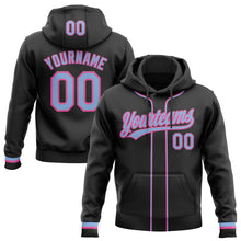 Laden Sie das Bild in den Galerie-Viewer, Uksn Individuelles Bestickt Schwarz Hellblau-Pink Baseball Pullover Sweatshirt Hoodie
