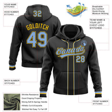 Laden Sie das Bild in den Galerie-Viewer, Uksn Individuelles Bestickt Schwarz Hellblau-Gelb Baseball Pullover Sweatshirt Hoodie
