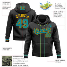 Laden Sie das Bild in den Galerie-Viewer, Uksn Individuelles Bestickt Schwarz Petrol-Gelb Baseball Pullover Sweatshirt Hoodie
