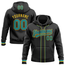 Laden Sie das Bild in den Galerie-Viewer, Uksn Individuelles Bestickt Schwarz Petrol-Gelb Baseball Pullover Sweatshirt Hoodie
