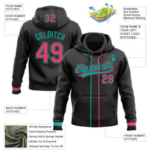 Laden Sie das Bild in den Galerie-Viewer, Uksn Individuelles Bestickt Schwarz Neonpink-Aqua Baseball Pullover Sweatshirt Hoodie
