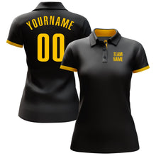 Laden Sie das Bild in den Galerie-Viewer, Uksn Individuelles Schwarz Gelb Golf-Funktions-Poloshirt
