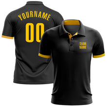 Laden Sie das Bild in den Galerie-Viewer, Uksn Individuelles Schwarz Gelb Golf-Funktions-Poloshirt
