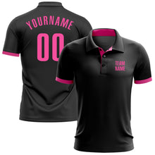 Laden Sie das Bild in den Galerie-Viewer, Uksn Individuelles Schwarz Pink Golf-Funktions-Poloshirt
