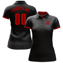 Laden Sie das Bild in den Galerie-Viewer, Uksn Individuelles Schwarz Rot Golf-Funktions-Poloshirt
