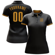 Laden Sie das Bild in den Galerie-Viewer, Uksn Individuelles Schwarz Altgold Golf-Funktions-Poloshirt
